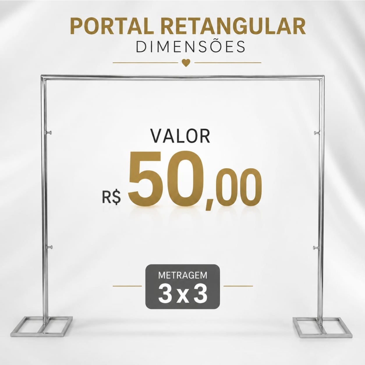 Ferragem Portal Retangular 3X3 - f.celshaday artigos para festa.