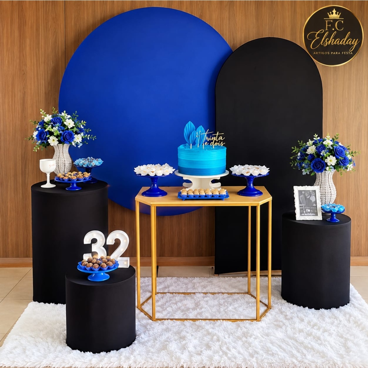 Cenario Preto E Azul - f.celshaday artigos para festa.