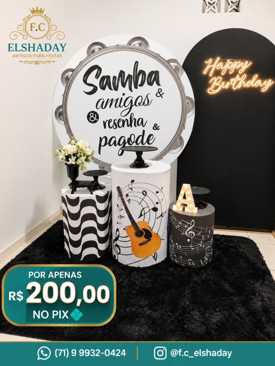 Samba Preto E Branco - f.celshaday artigos para festa.