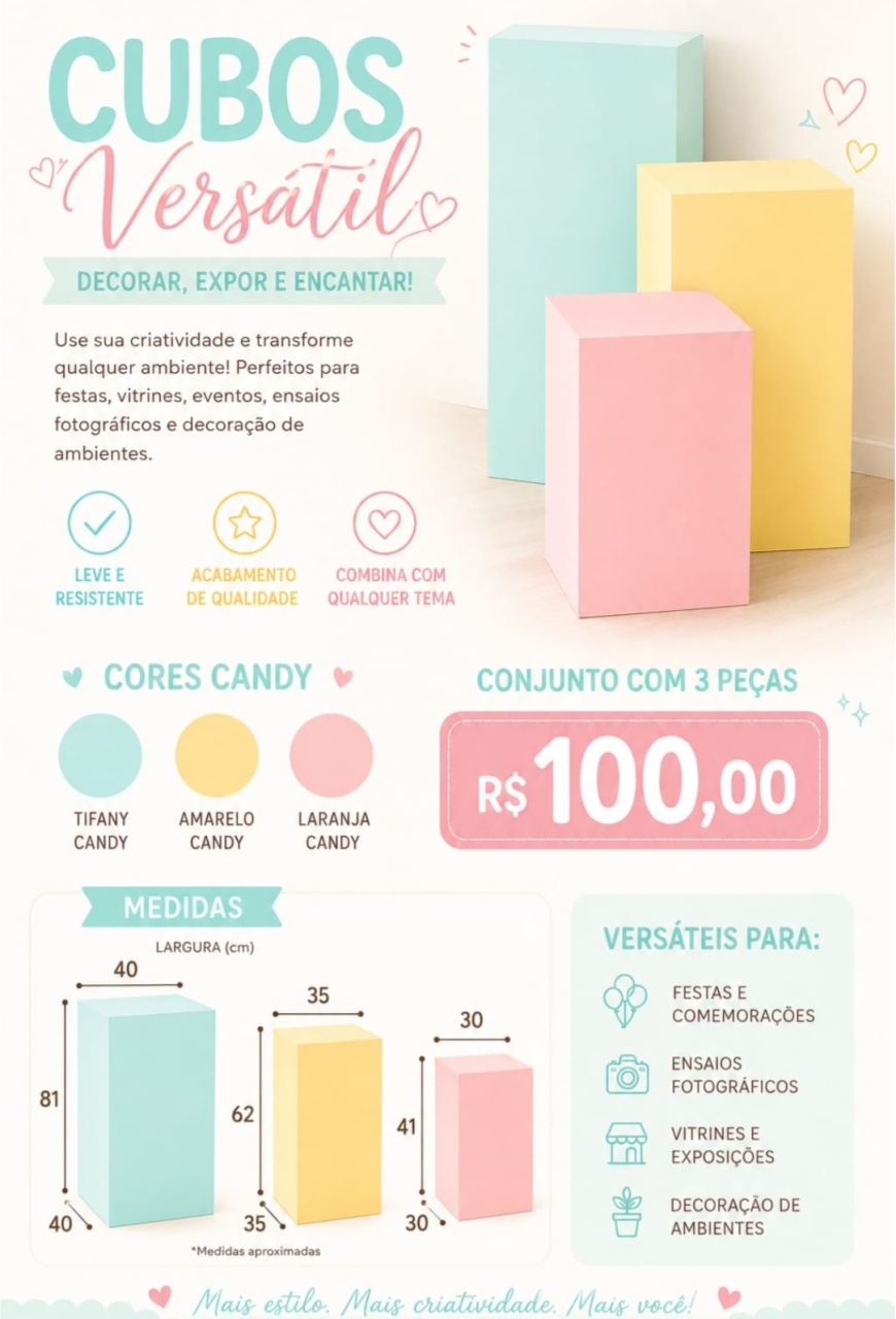 Cubo Versátil. - f.celshaday artigos para festa.