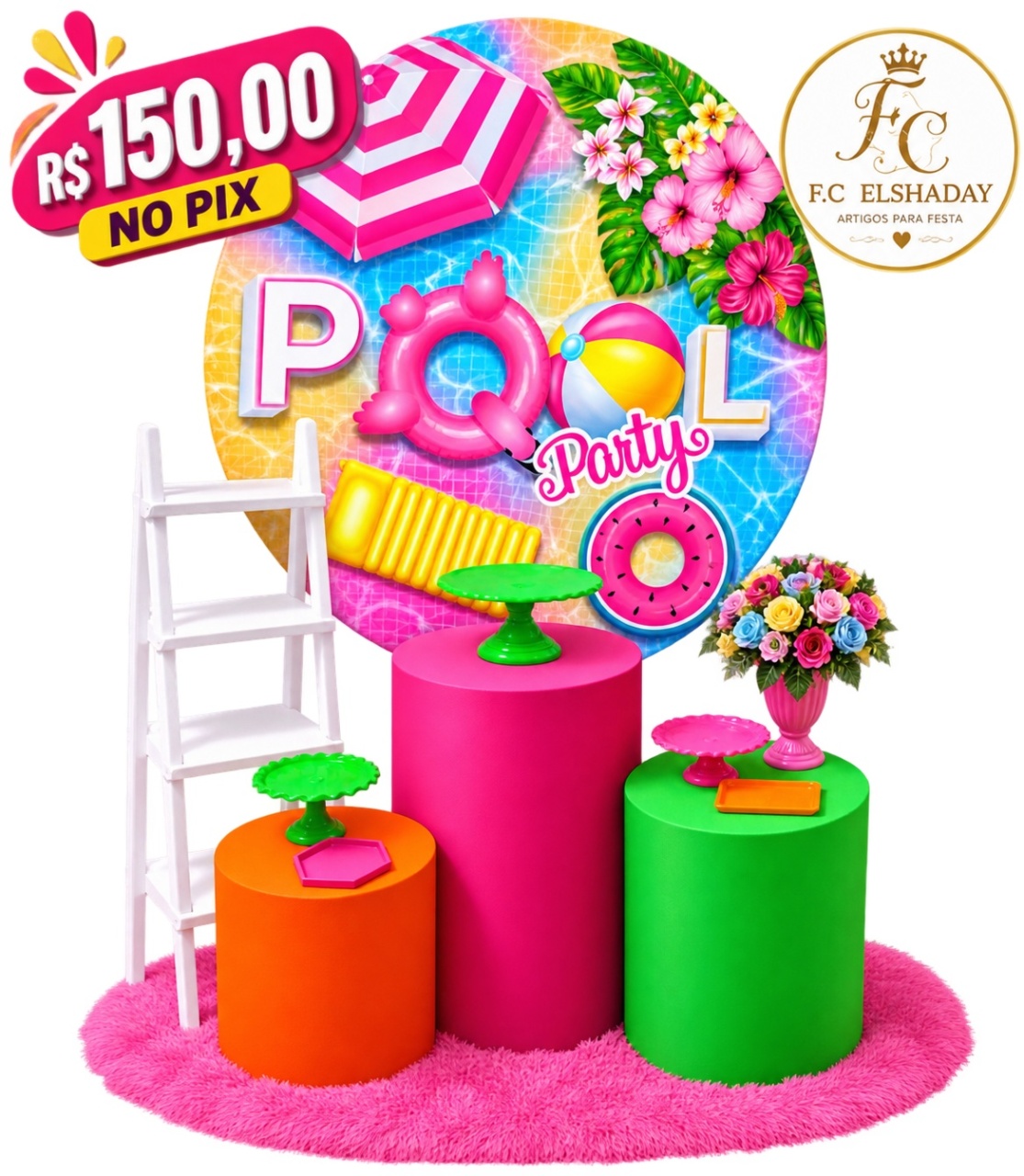 Pool Party Rosa 1 - f.celshaday artigos para festa.