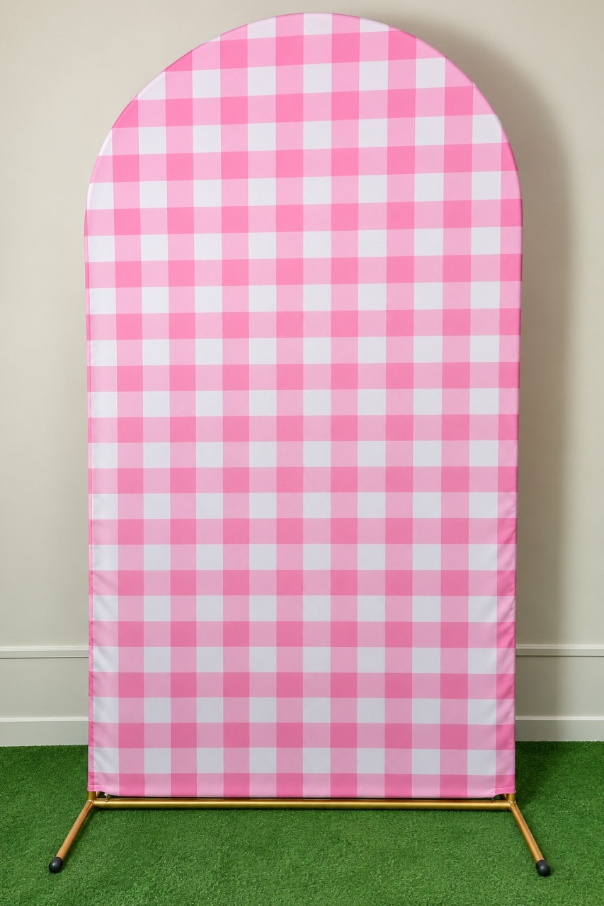 Painel Romano 2X1 Xadrez Rosa. - f.celshaday artigos para festa.