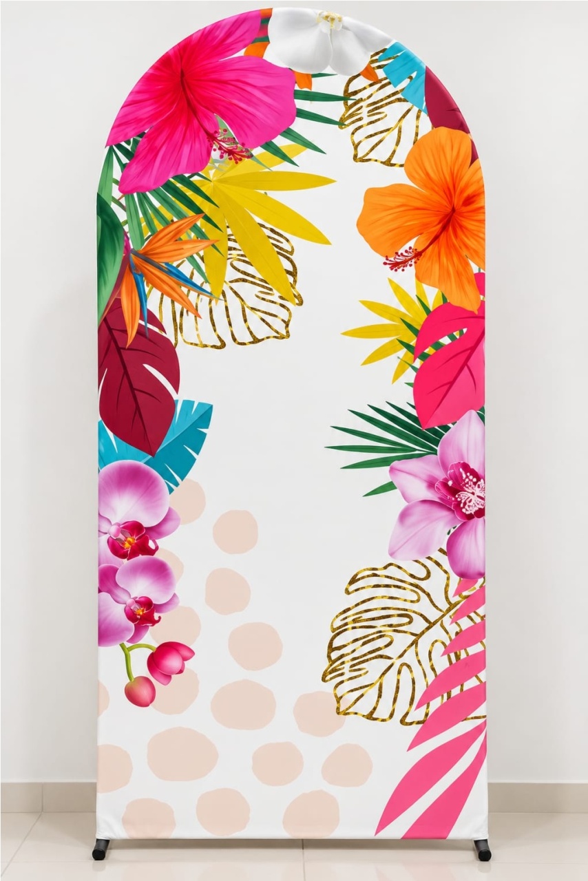 Painel Romano 2X1 Flores Tropicais - f.celshaday artigos para festa.