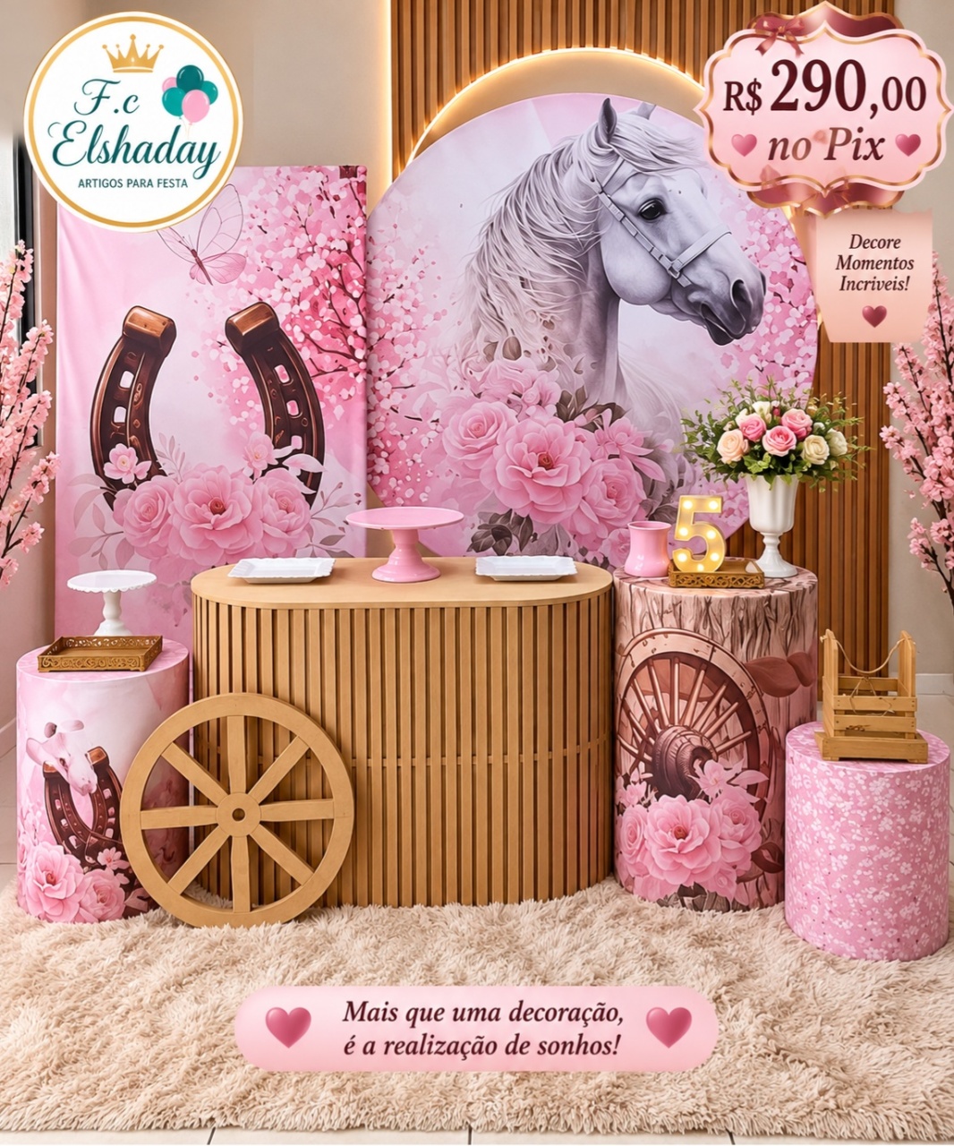 Cenário Boiadeira Cavalo Branco. - f.celshaday artigos para festa.