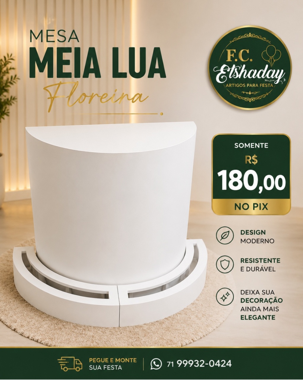 Mesa Meia Lua Com Flores - f.celshaday artigos para festa.