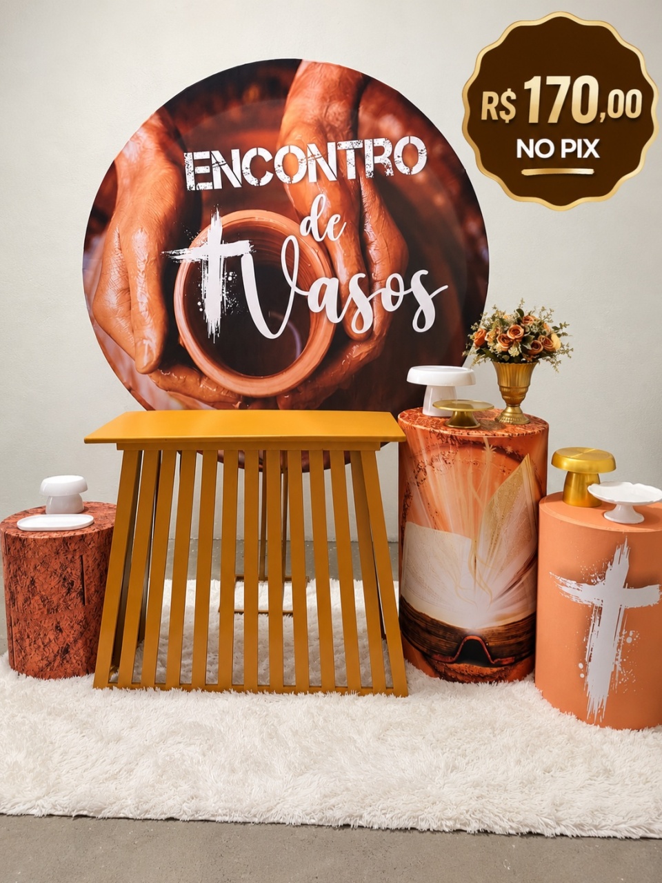 Cenário Evangélico Encontro de Vasos - f.celshaday artigos para festa.