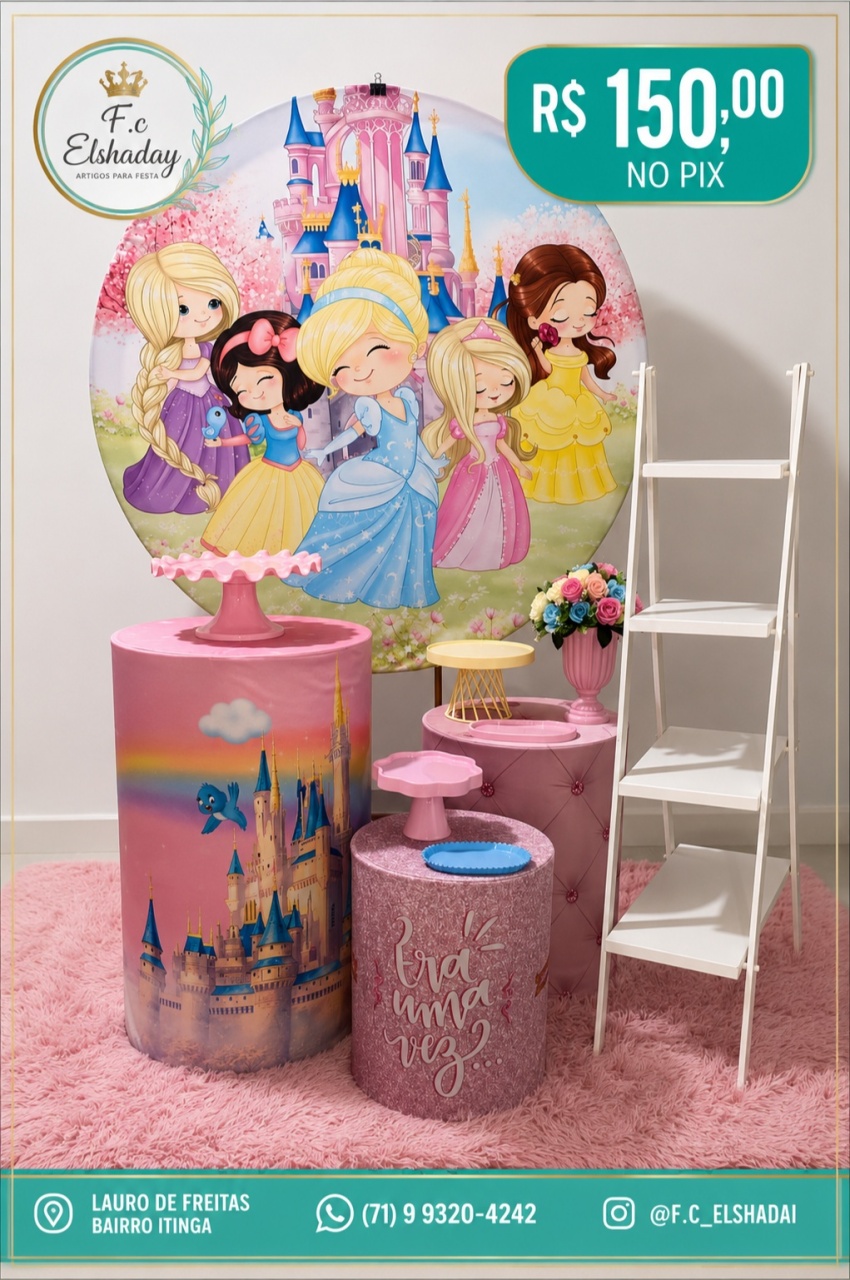 Cenário Princesas Cute - f.celshaday artigos para festa.