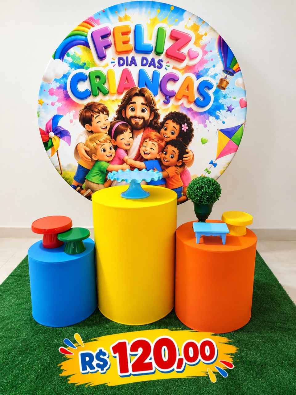 Cenário Dia das Crianças Jesus. - f.celshaday artigos para festa.