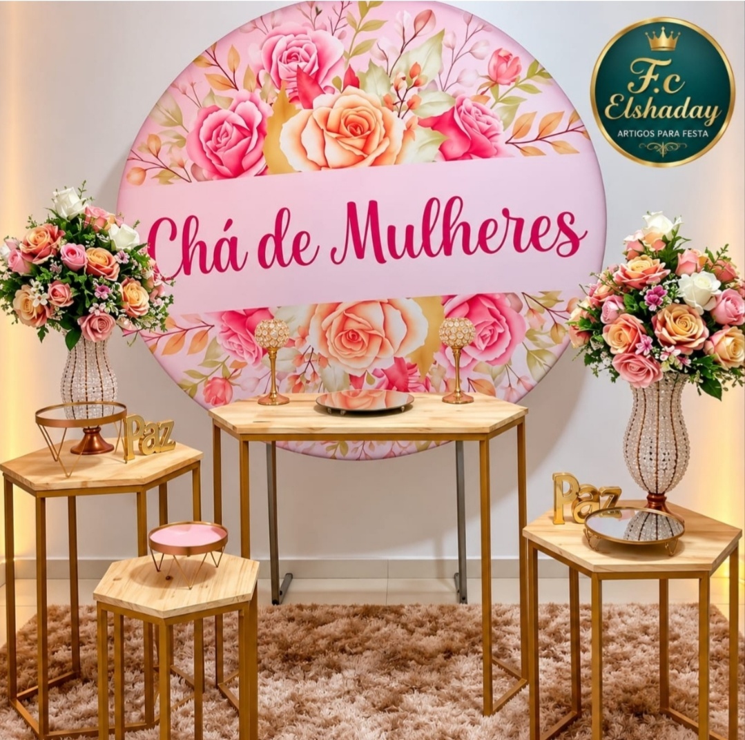 Cenário Evangélico Chá de Mulheres Rosa. - f.celshaday artigos para festa.