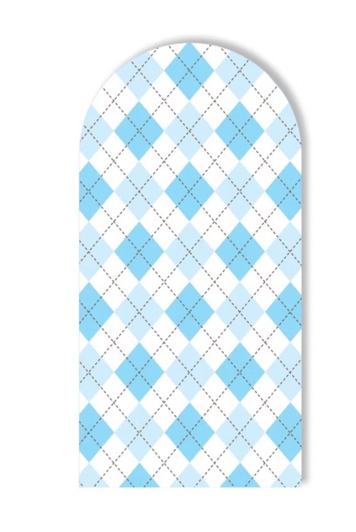 Painel Romano 2X1 Azul Xadrez. - f.celshaday artigos para festa.
