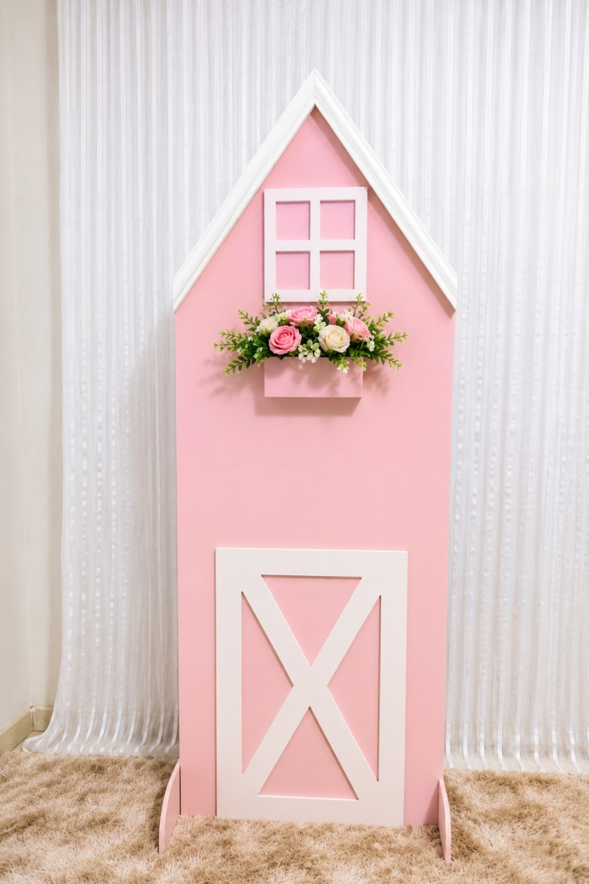 Casinha Mdf Rosa. - f.celshaday artigos para festa.