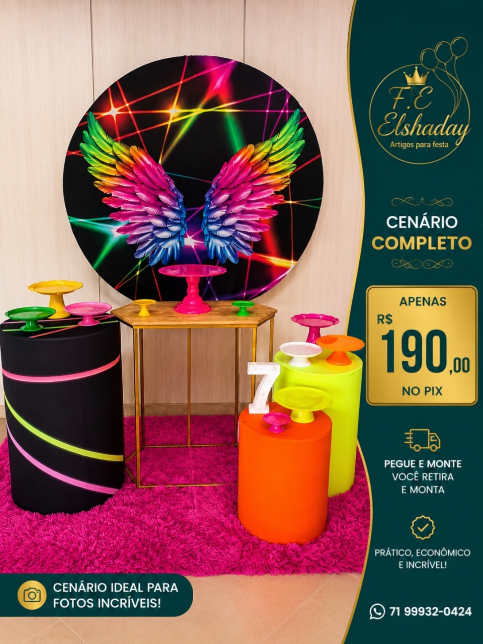 Cenário Neon Asas - f.celshaday artigos para festa.