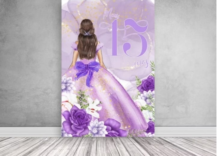 Painel Romano 1,50X2,20 15 Anos Lilas - f.celshaday artigos para festa.