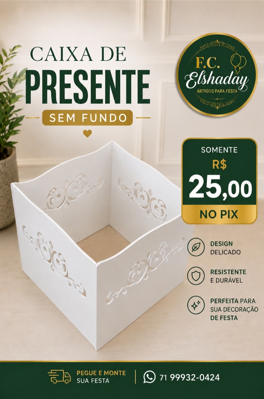 Caixa de Presente Sem Fundo - f.celshaday artigos para festa.