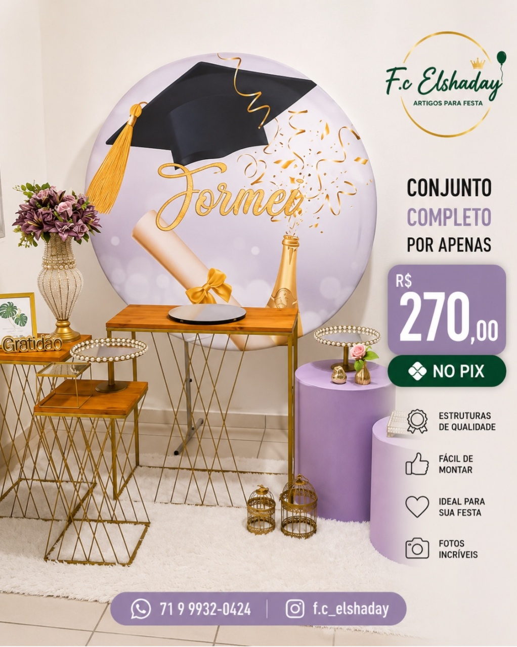 Cenário Formei Lilás. - f.celshaday artigos para festa.