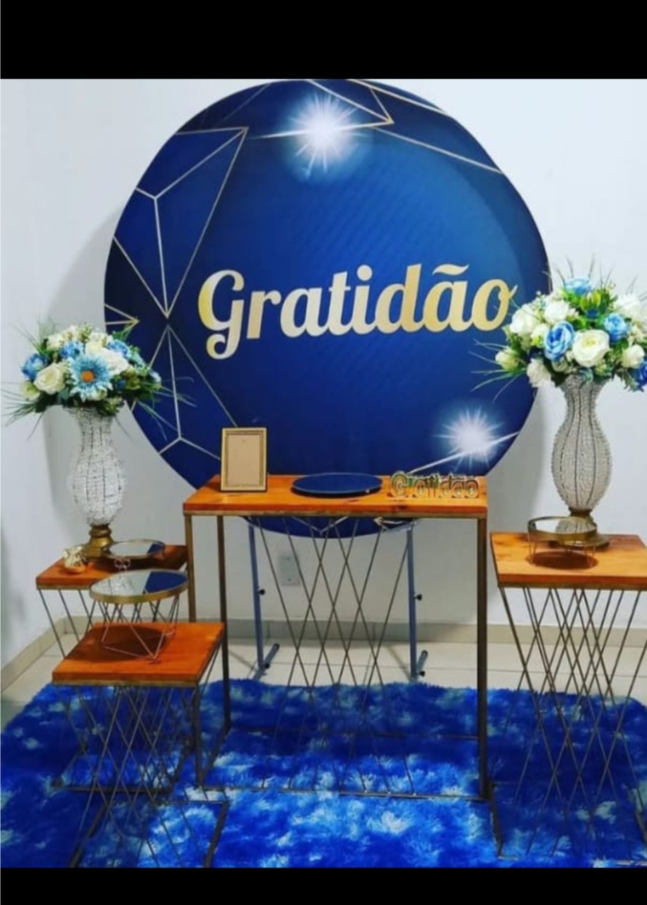 Gratidão Azul E Dourado. - f.celshaday artigos para festa.