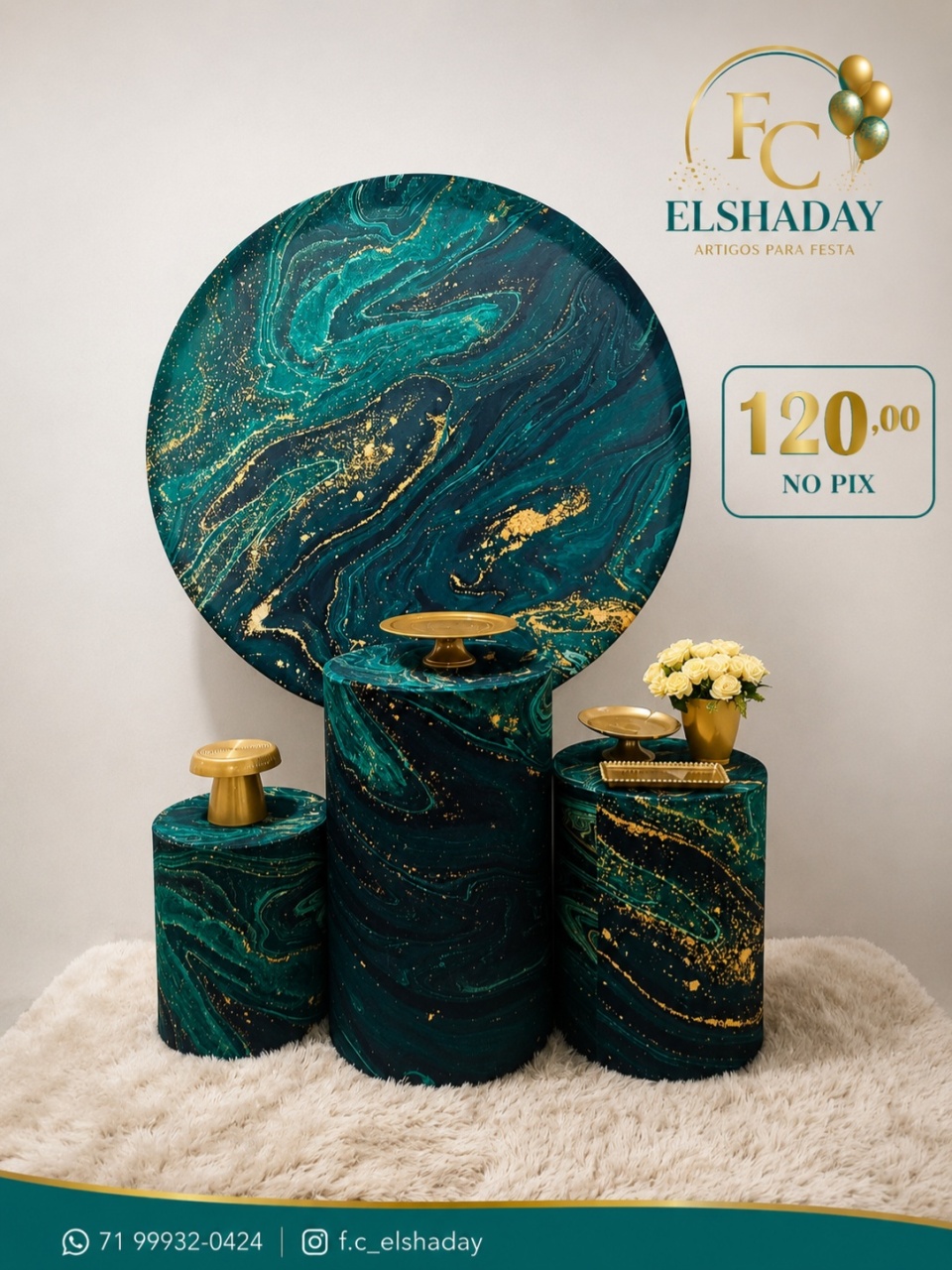 Mármore Verde Gold. - f.celshaday artigos para festa.