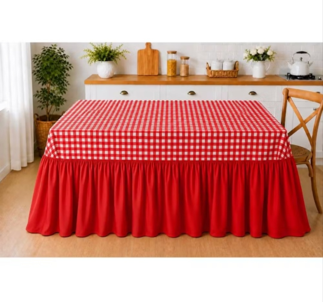 Toalha de Mesa Xadrez Babado Vermelho. - f.celshaday artigos para festa.