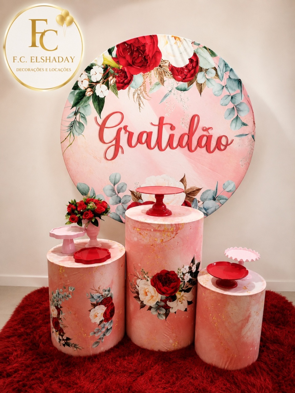 Cenário Gratidão Rosa 01 - f.celshaday artigos para festa.