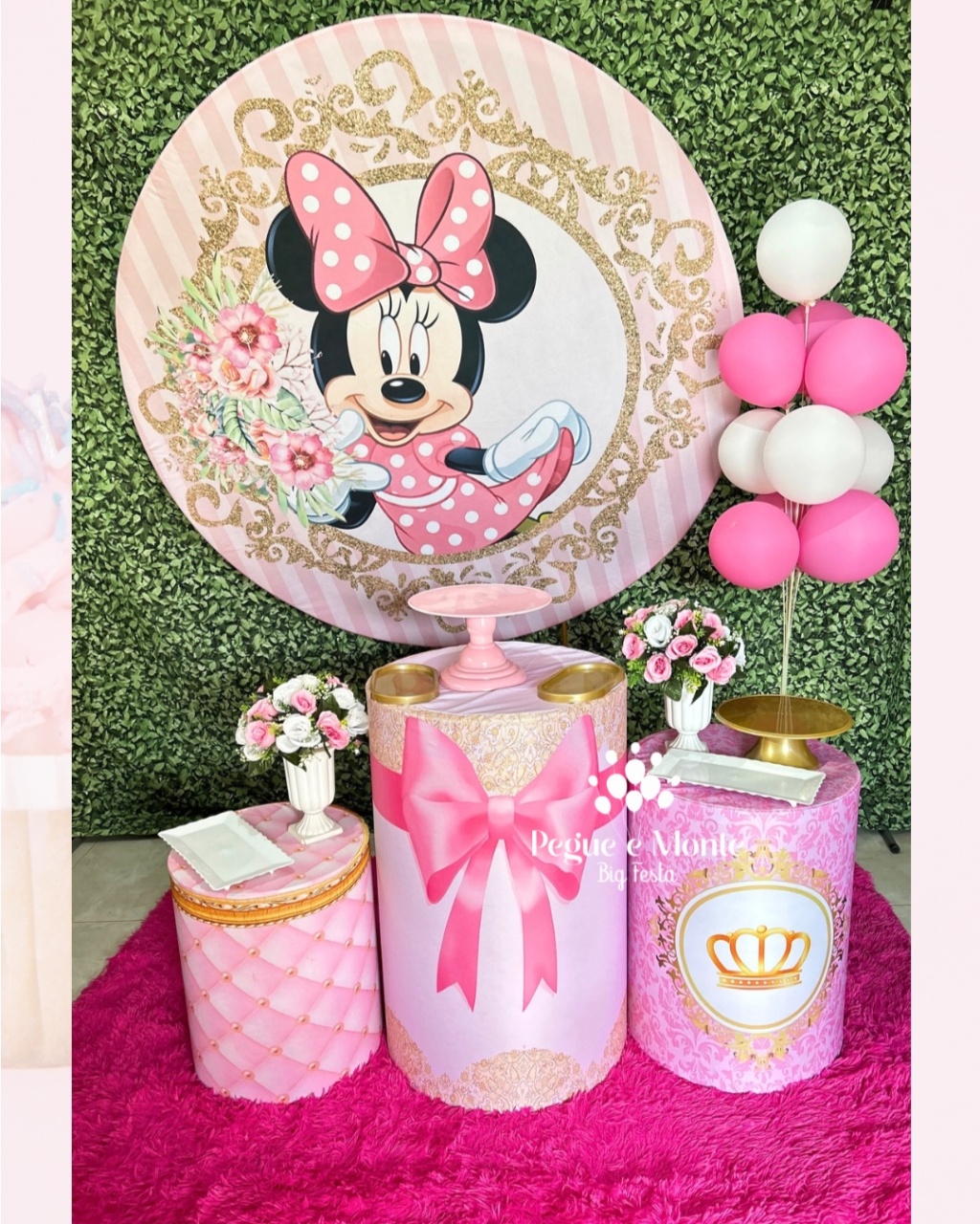 Kit Prata Minnie Rosa - Pegue e Monte Big Festa