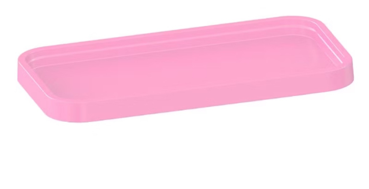 Kit 2 Bandeja Decorativa Retangular Lapidada 30X16Cm Rosa Bebê  - Pegue e Monte Big Festa