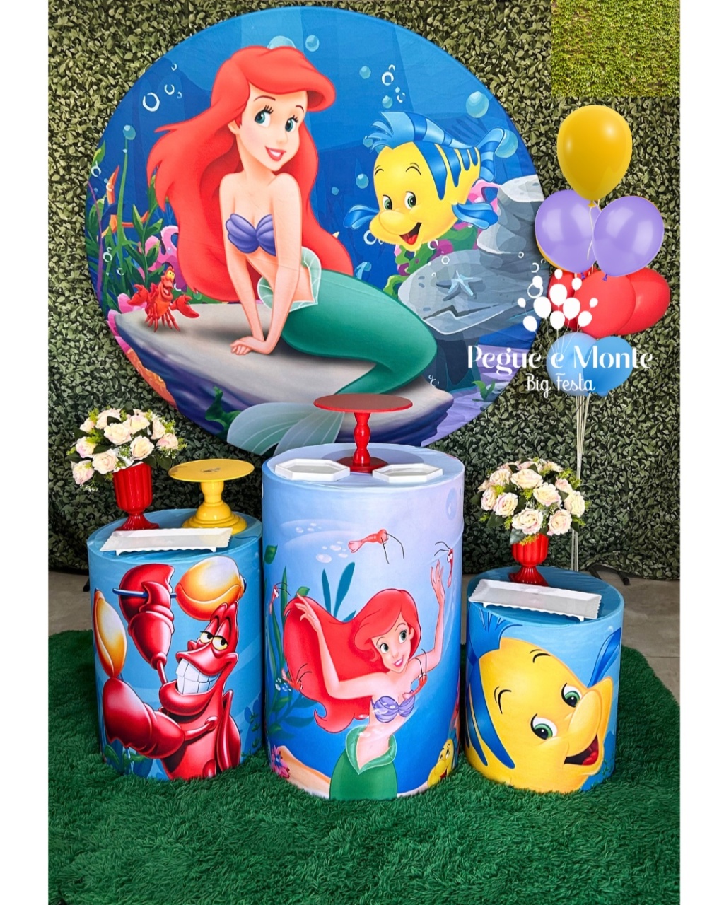 Tema Prata Pequena Sereia - Pegue e Monte Big Festa