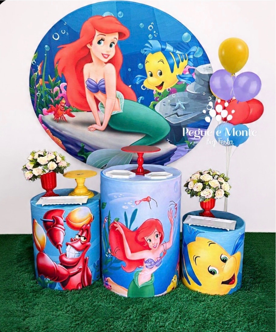 Tema Prata Pequena Sereia - Pegue e Monte Big Festa