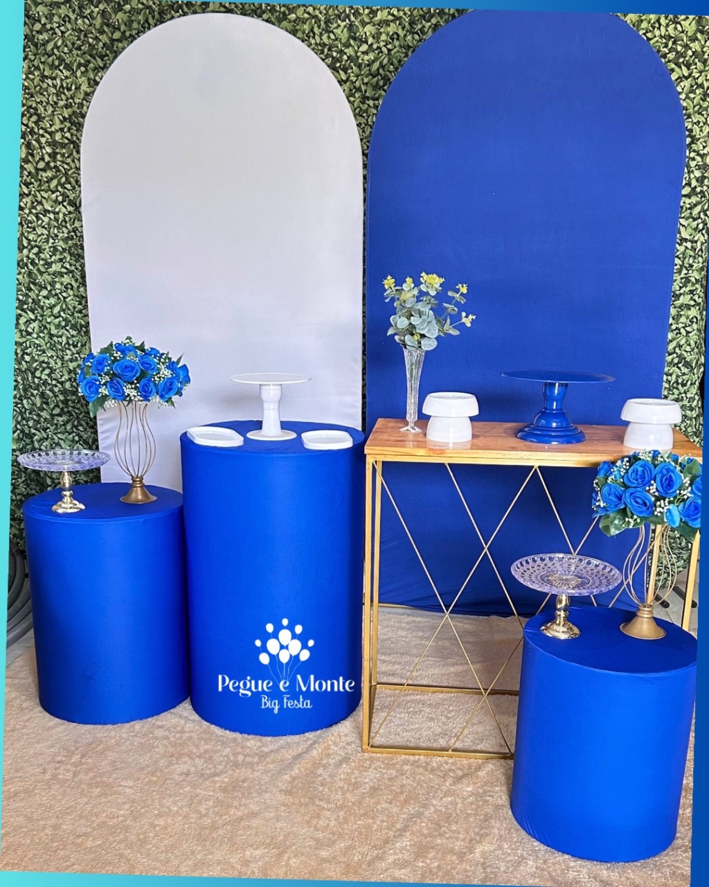 Kit Branco E Azul Royal - Pegue e Monte Big Festa