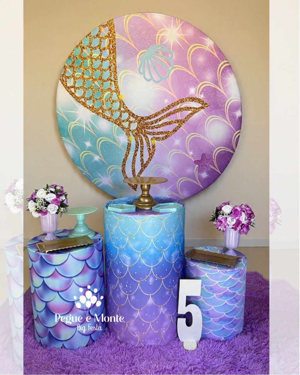 Kit Prata Tema Sereia - Pegue e Monte Big Festa