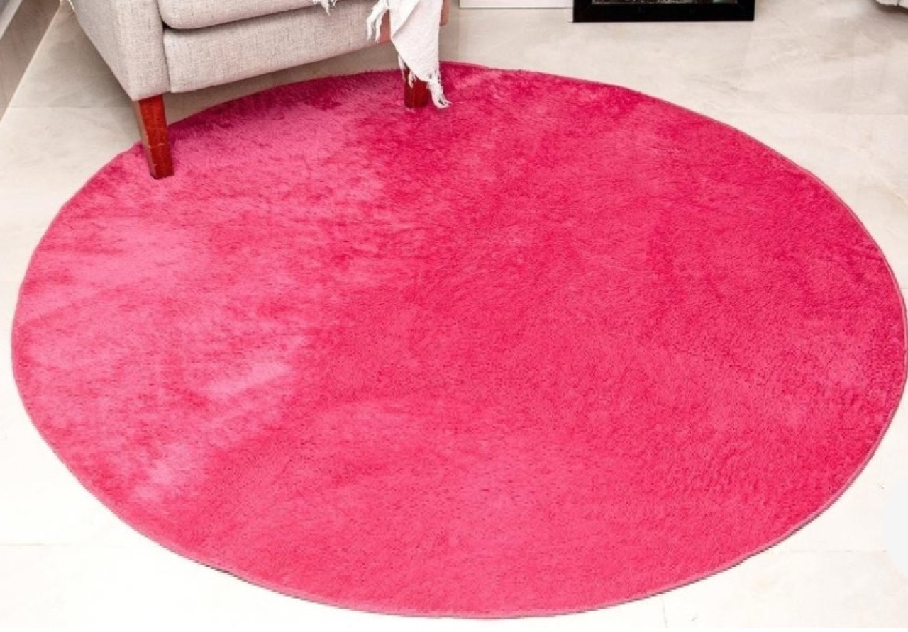 Tapete 1,5Mx1,5M de Diâmetro Ver  Rosa Chiclete  - Pegue e Monte Big Festa