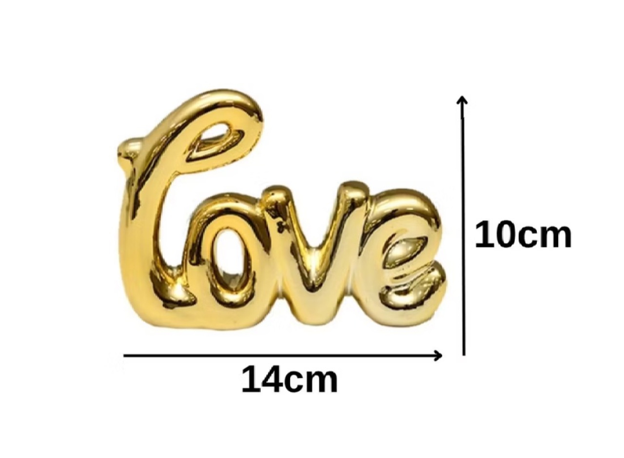 Palavra Love Porcelana Dourado - Pegue e Monte Big Festa