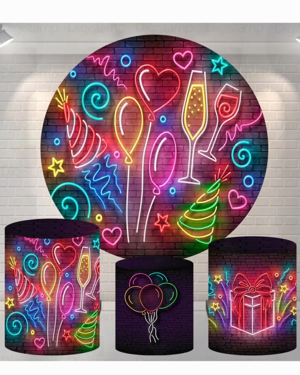 Capas Do Tema Aniversário Neon - Pegue e Monte Big Festa