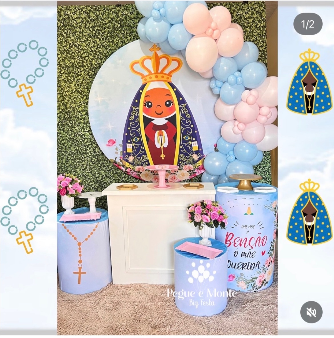 Kit Ouro Nossa Senhora Aparecida  - Pegue e Monte Big Festa