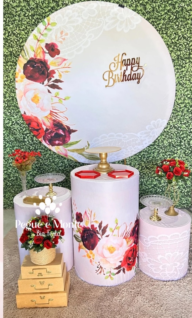 Kit Floral Marsalla E Branco  - Pegue e Monte Big Festa