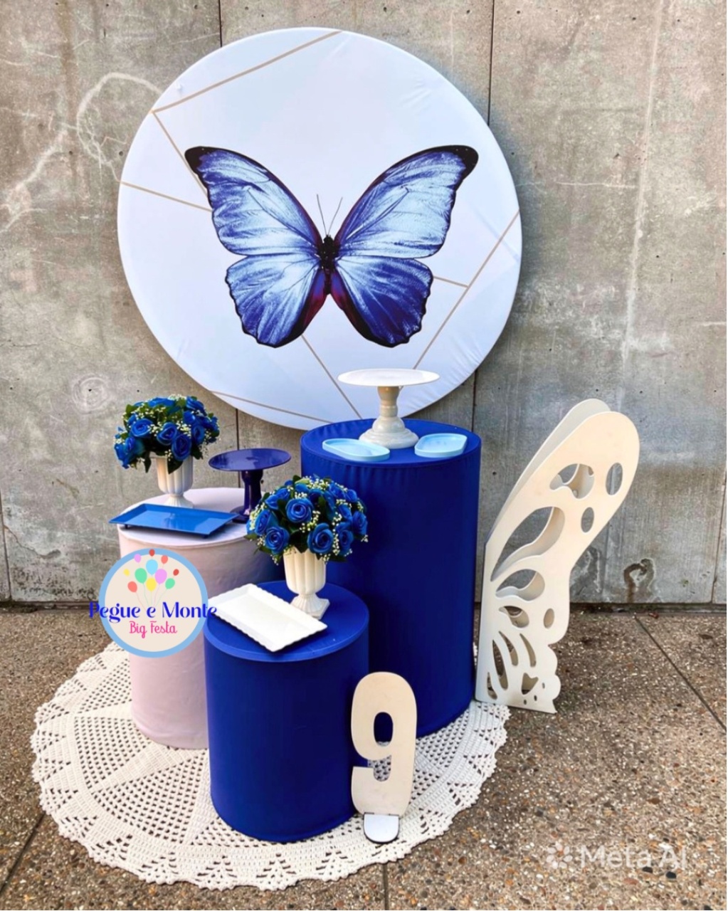 Kt Prata Tema Borboleta Azul - Pegue e Monte Big Festa
