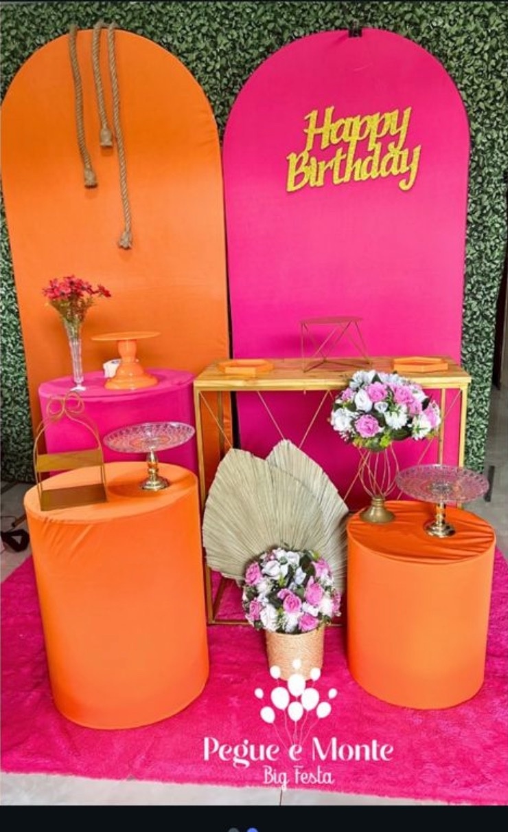Kit Laranja E Pink  - Pegue e Monte Big Festa