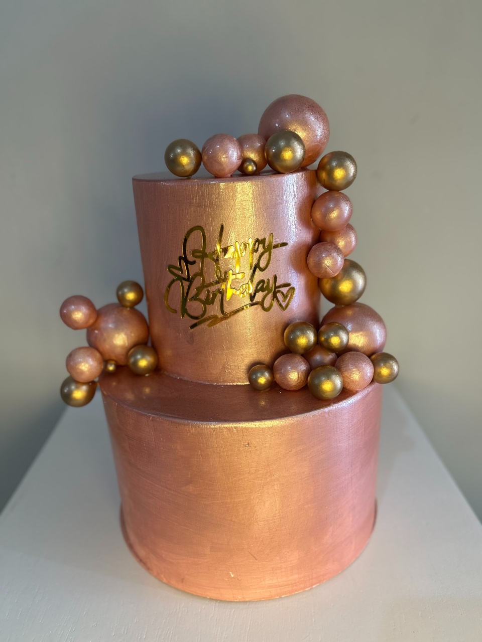 Bolo Fake - Rose E Dourado - HK Décor & pegue  e monte