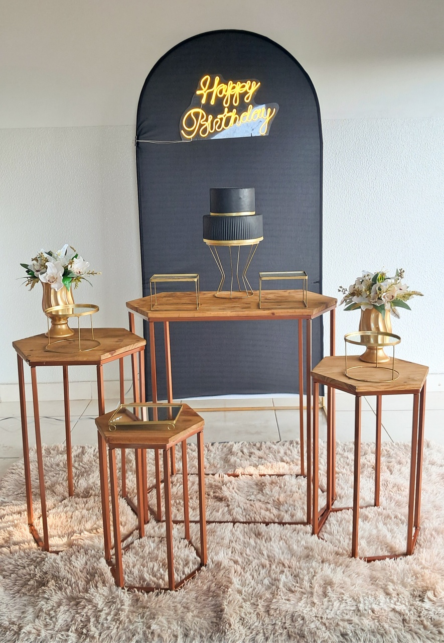 Luxo Preto Sextavado - Silmara Decorações 