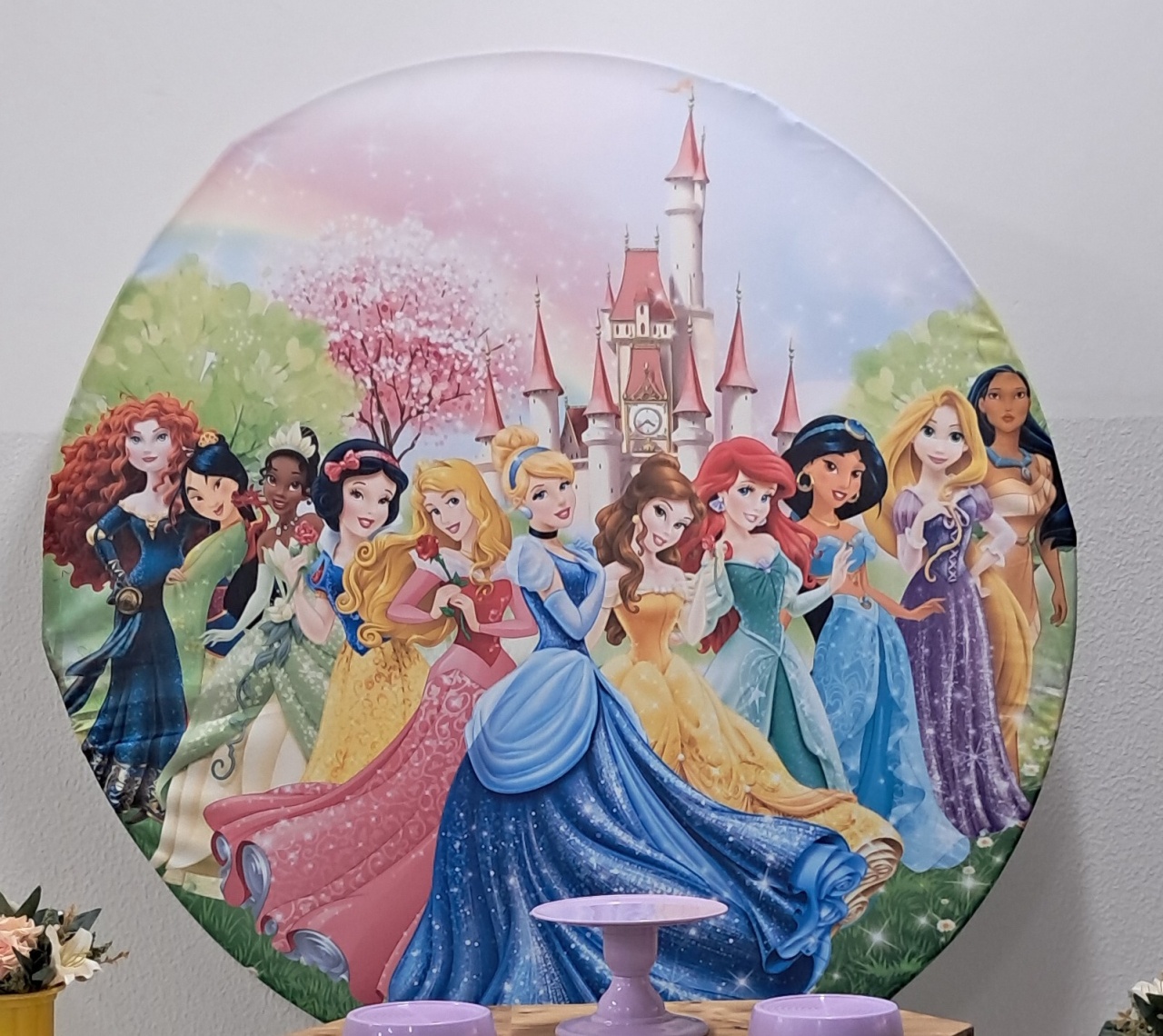 Tecido Painel Redondo Princesas - Silmara Decorações 