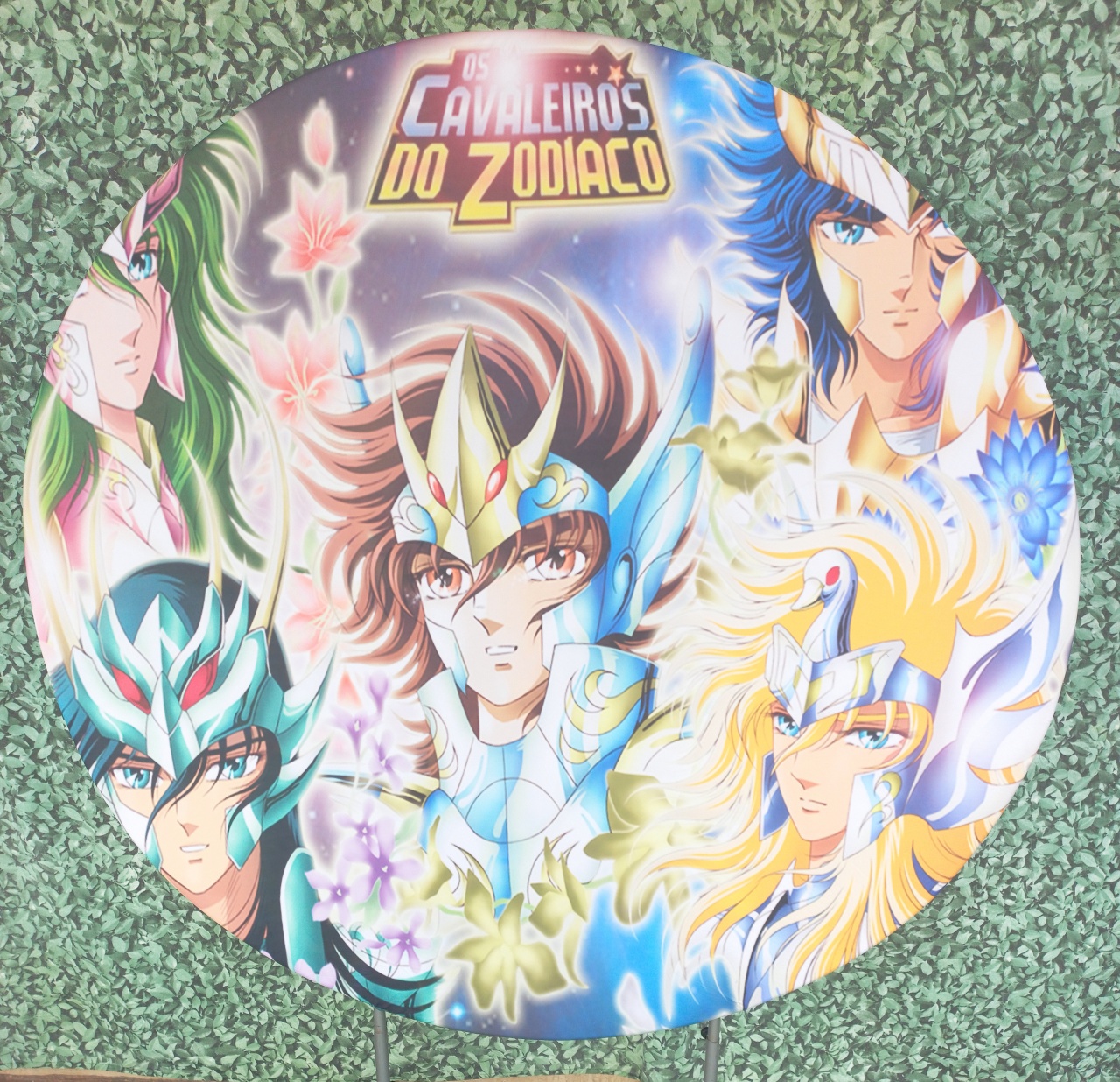 Tecido Painel Redondo Os Cavaleiros dos Zodiáco - Silmara Decorações 