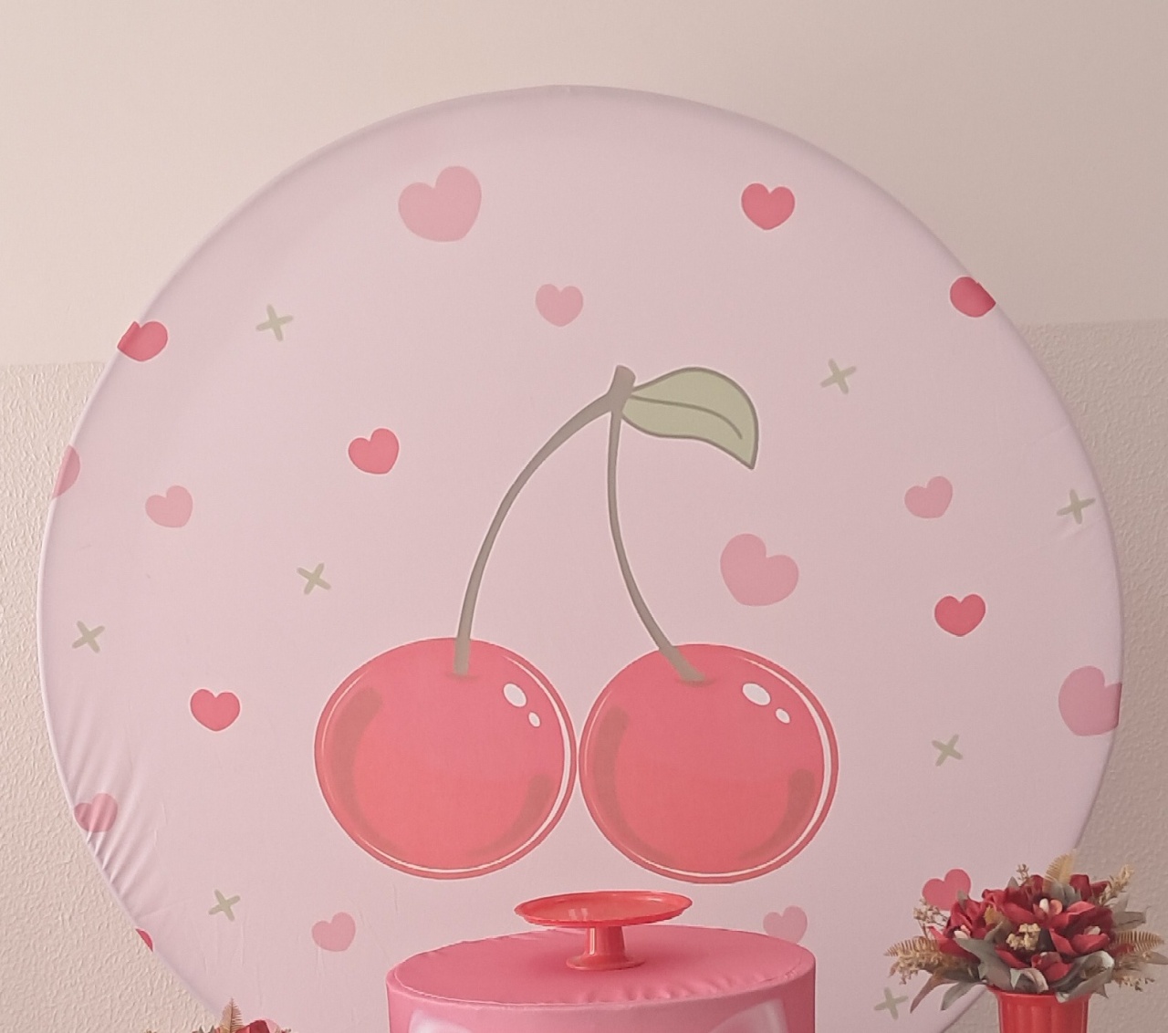 Tecido Painel Redondo Cerejinha - Silmara Decorações 