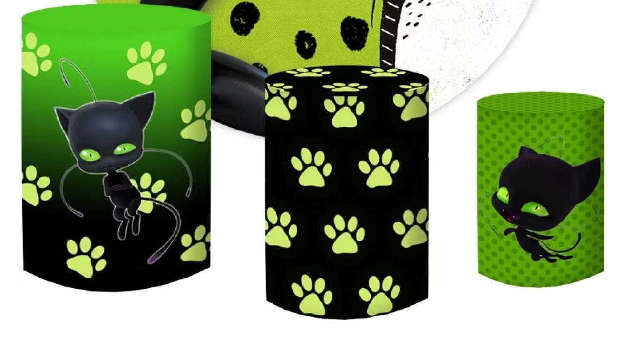 Tecido Capa de Cilindro Miraculous Cat Noir - Silmara Decorações 