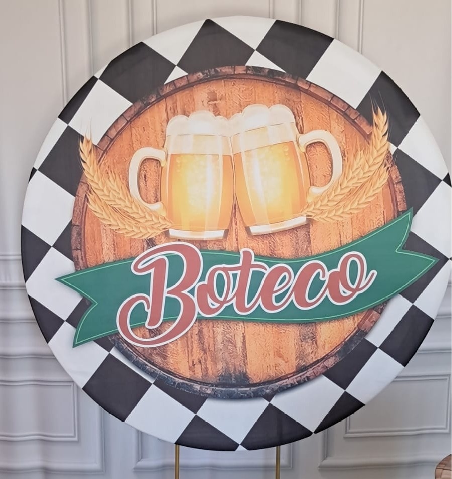 Tecido Painel Redondo Boteco - Silmara Decorações 