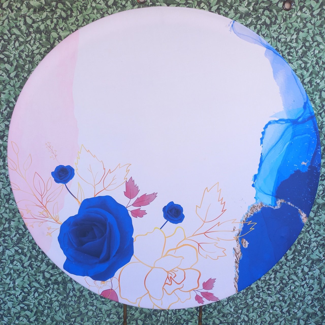 Tecido Painel Redondo Flores Azul - Silmara Decorações 