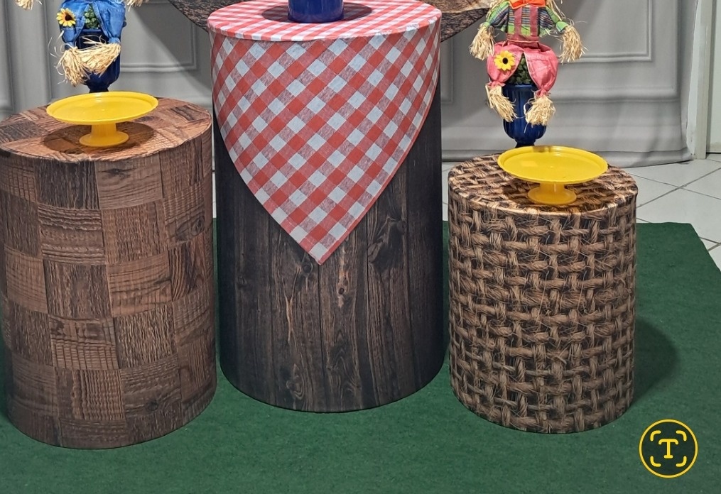 Tecido Capa de Cilindro Festa Junina Azul - Silmara Decorações 