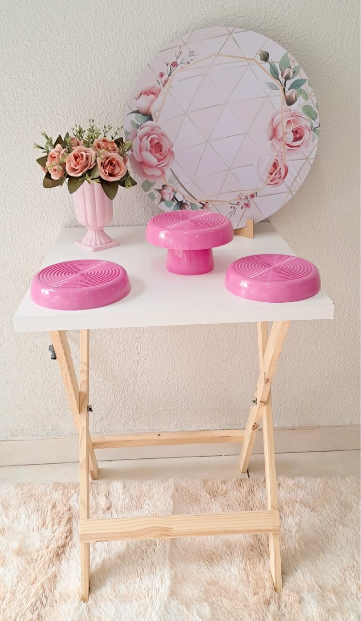 Festa Na Mesa Flores Rosa - Silmara Decorações 