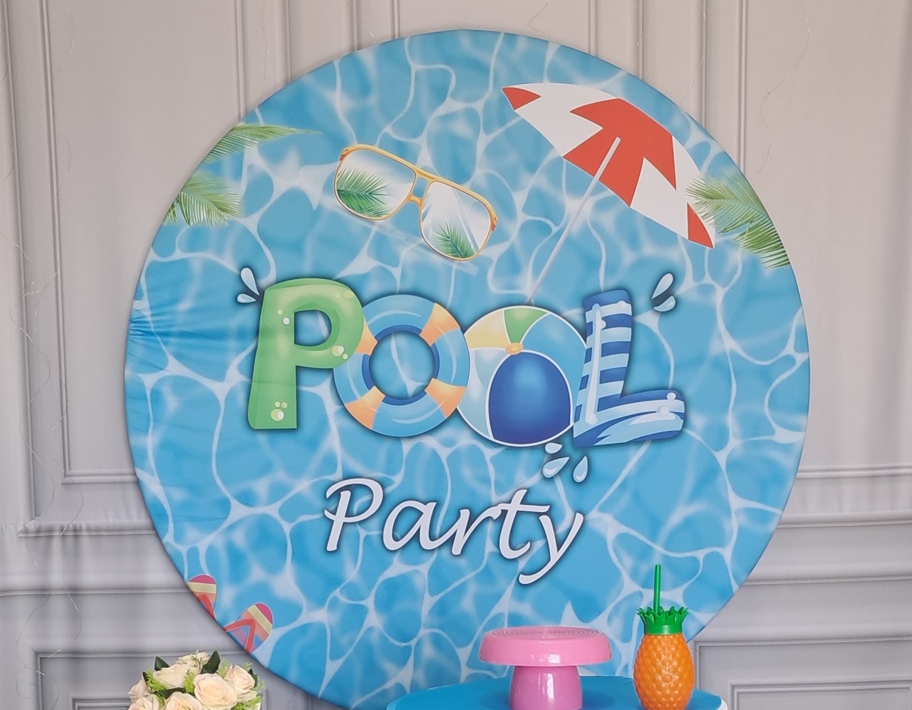 Tecido Painel Redondo Pool Party   - Silmara Decorações 