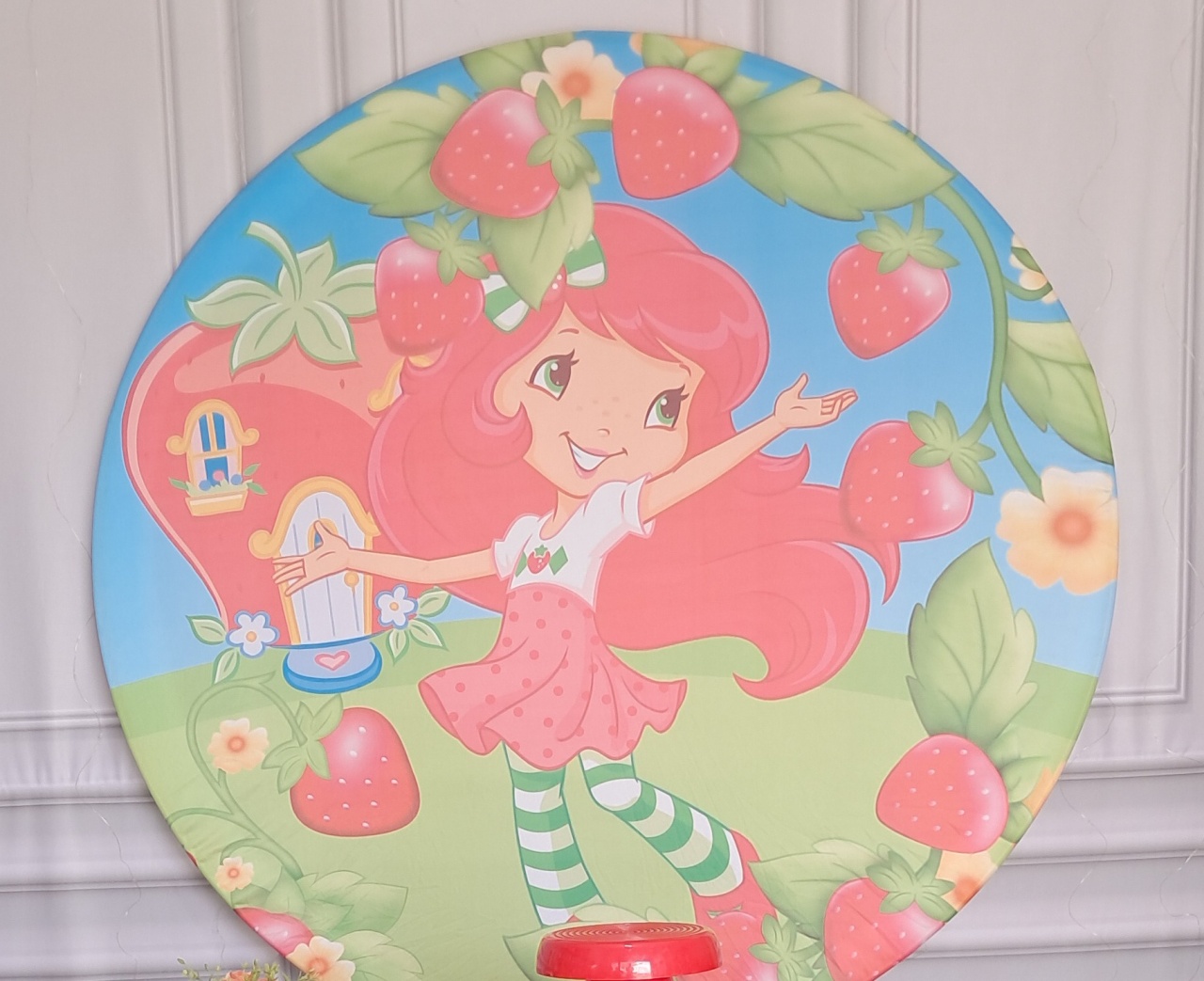 Tecido  Painel Redondo Moranguinho - Silmara Decorações 