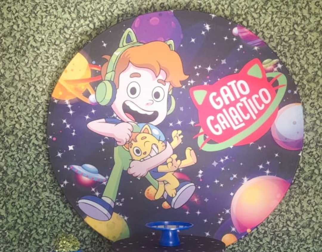 Tecido Redondo Gato Galático  - Silmara Decorações 