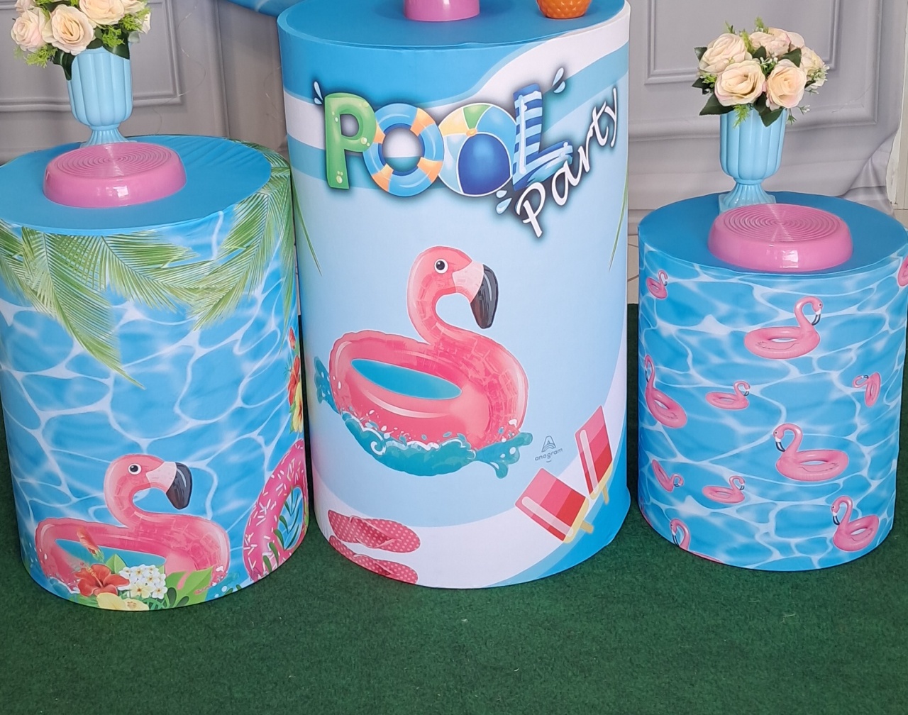 Tecido Capa de Cilindro Pool Party   - Silmara Decorações 